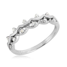 Load image into Gallery viewer, Sterling Silver Rhodium Plated Crown Shaped Ring With CZ Stones