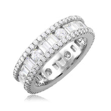 Load image into Gallery viewer, Sterling Silver Rhodium Plated  Eternity Band With Baguette CZ StonesAnd Width 5.5mm