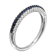 Load image into Gallery viewer, Sterling Silver Rhodium Plated Round Stackable Ring With Blue And Clear CZ StonesAnd Thickness 2.8mm