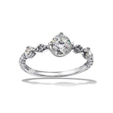 Sterling Silver Rhodium Plated Beaded Shank CZ RingAnd Dimensions 6.7mm