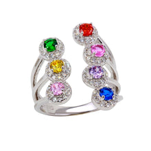 Load image into Gallery viewer, Sterling Silver Rhodium Plated Multi Color CZ Open Ring