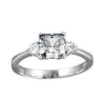 Load image into Gallery viewer, Sterling Silver Rhodium Plated Square Shaped Ring With CZ StonesAnd Width 6.4mm