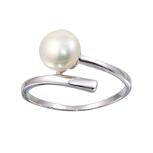 Load image into Gallery viewer, Sterling Silver Rhodium Plated Round Fresh Water Pearl Ring