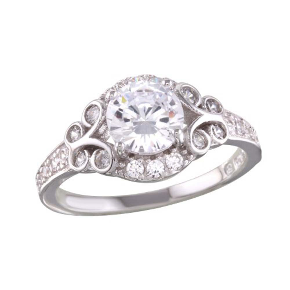 Sterling Silver Rhodium Plated Ring with CZ Necklace