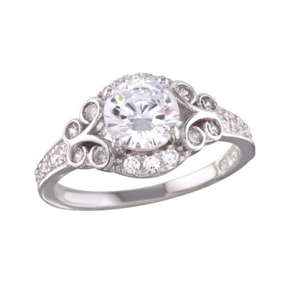 Sterling Silver Rhodium Plated Ring with CZ Necklace