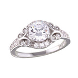 Sterling Silver Rhodium Plated Ring with CZ Necklace
