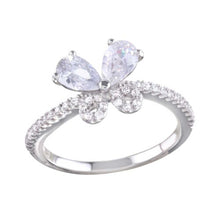 Load image into Gallery viewer, Sterling Silver Rhodium Plated Clear Butterfly CZ .925 Ring