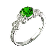 Load image into Gallery viewer, Sterling Silver Rhodium Plated Green Oval CZ Ring
