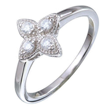 Load image into Gallery viewer, Sterling Silver Rhodium Plated 4 Petal CZ Ring Pendant