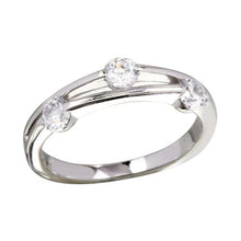 Load image into Gallery viewer, Sterling Silver Rhodium Plated Round Shaped Ring With CZ Stones