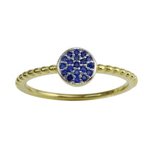 Load image into Gallery viewer, Sterling Silver Gold Plated Circle Ring with Blue CZ