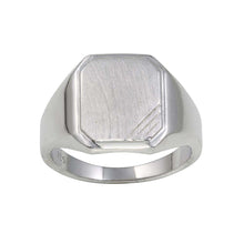 Load image into Gallery viewer, Sterling Silver Rhodium Plated Men's Engravable With Matte Finish Octagon Ring
