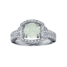 Load image into Gallery viewer, Sterling Silver Rhodium Plated Square Opal Stone Ring