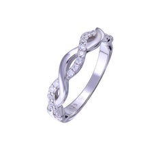 Load image into Gallery viewer, Sterling Silver Rhodium Plated Twisted Clear CZ Ring