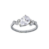 Sterling Silver Rhodium Plated Angled Teardrop CZ Shank Ring
