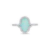 Sterling Silver Rhodium Plated Hamsa Opal CZ Ring