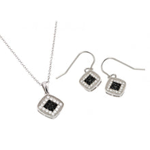 Load image into Gallery viewer, Sterling Silver Rhodium And Black Rhodium Plated Black And Clear CZ Set