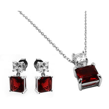 Load image into Gallery viewer, Sterling Silver Rhodium Plated Square Birthstone CZ Hanging Set-Jan