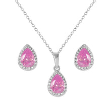 Load image into Gallery viewer, Sterling Silver Rhodium Plated Pear Birthstone Set-Oct