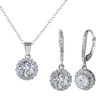 Load image into Gallery viewer, Sterling Silver Rhodium Plated Halo Set