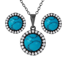 Load image into Gallery viewer, Sterling Silver Black Rhodium Center Stone Halo Set