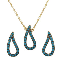 Sterling Silver Gold Plated Open Turquoise Teardrop Set