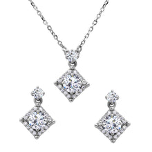Load image into Gallery viewer, Sterling Silver Diamond Shape Halo CZ Set