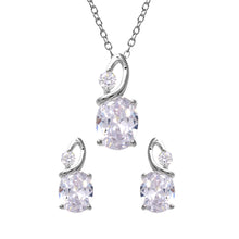 Load image into Gallery viewer, Sterling Silver Rhodium Plated Twisted Oval Birthstone Set Apr