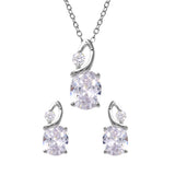 Sterling Silver Rhodium Plated Twisted Oval Birthstone Set Apr