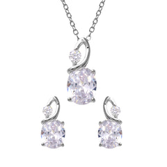 Sterling Silver Rhodium Plated Twisted Oval Birthstone Set Apr