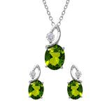 Sterling Silver Rhodium Plated Twisted Oval Birthstone Set Aug