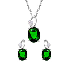 Load image into Gallery viewer, Sterling Silver Rhodium Plated Twisted Oval Birthstone Set May