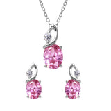 Sterling Silver Rhodium Plated Twisted Oval Birthstone Set Oct