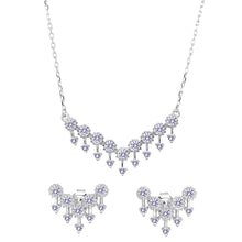 Load image into Gallery viewer, Sterling Silver Rhodium Plated V Arrows Set with CZ Necklace