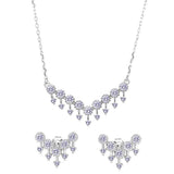 Sterling Silver Rhodium Plated V Arrows Set with CZ Necklace