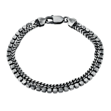 Load image into Gallery viewer, Sterling Silver Gun Metal Plated Two Strand Franco And Cube Link Bracelet Bead