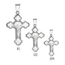 Load image into Gallery viewer, Sterling Silver Rhodium Plated High Polished With Matte Finish Rose Cross Pendant