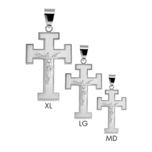Load image into Gallery viewer, Sterling Silver High Polished Matte Finished Cross of Lorraine Style Pendant