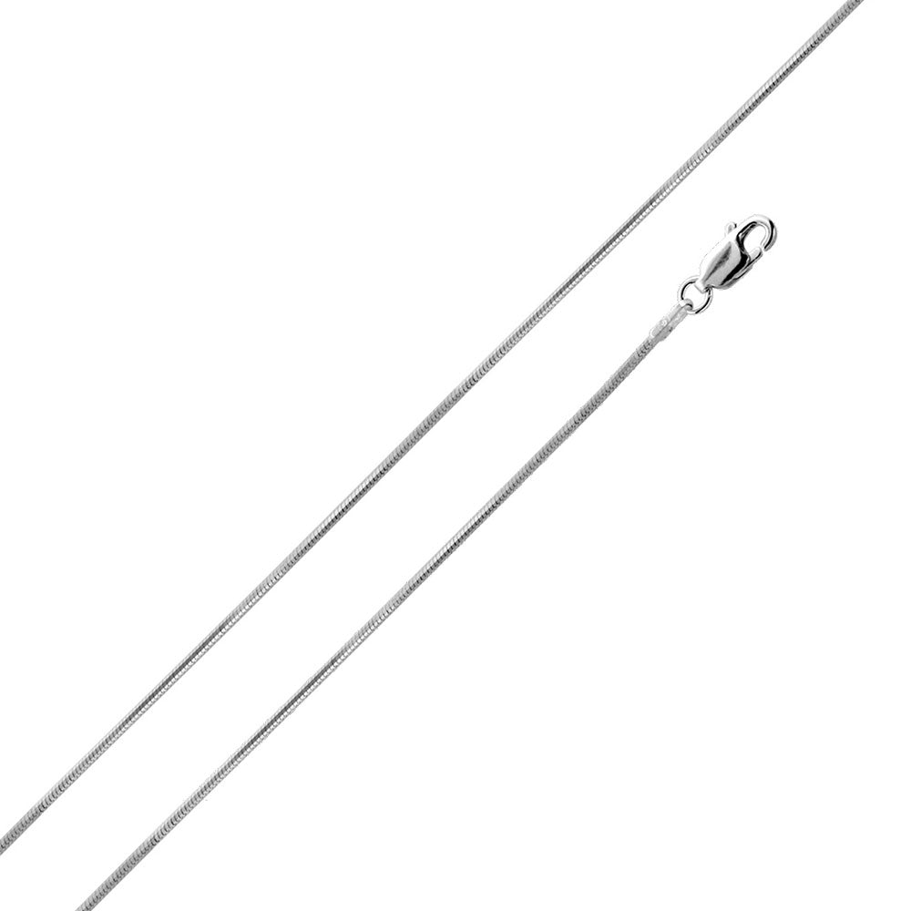 Sterling Silver Rhodium Plated 8 Sided Snake 1mm-025 Chain