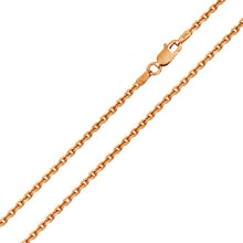 Load image into Gallery viewer, Italian Sterling Silver Rose Gold Plated Diamond Cut Cable Rolo Chain 050-1.6 mm with Lobster Clasp Closure