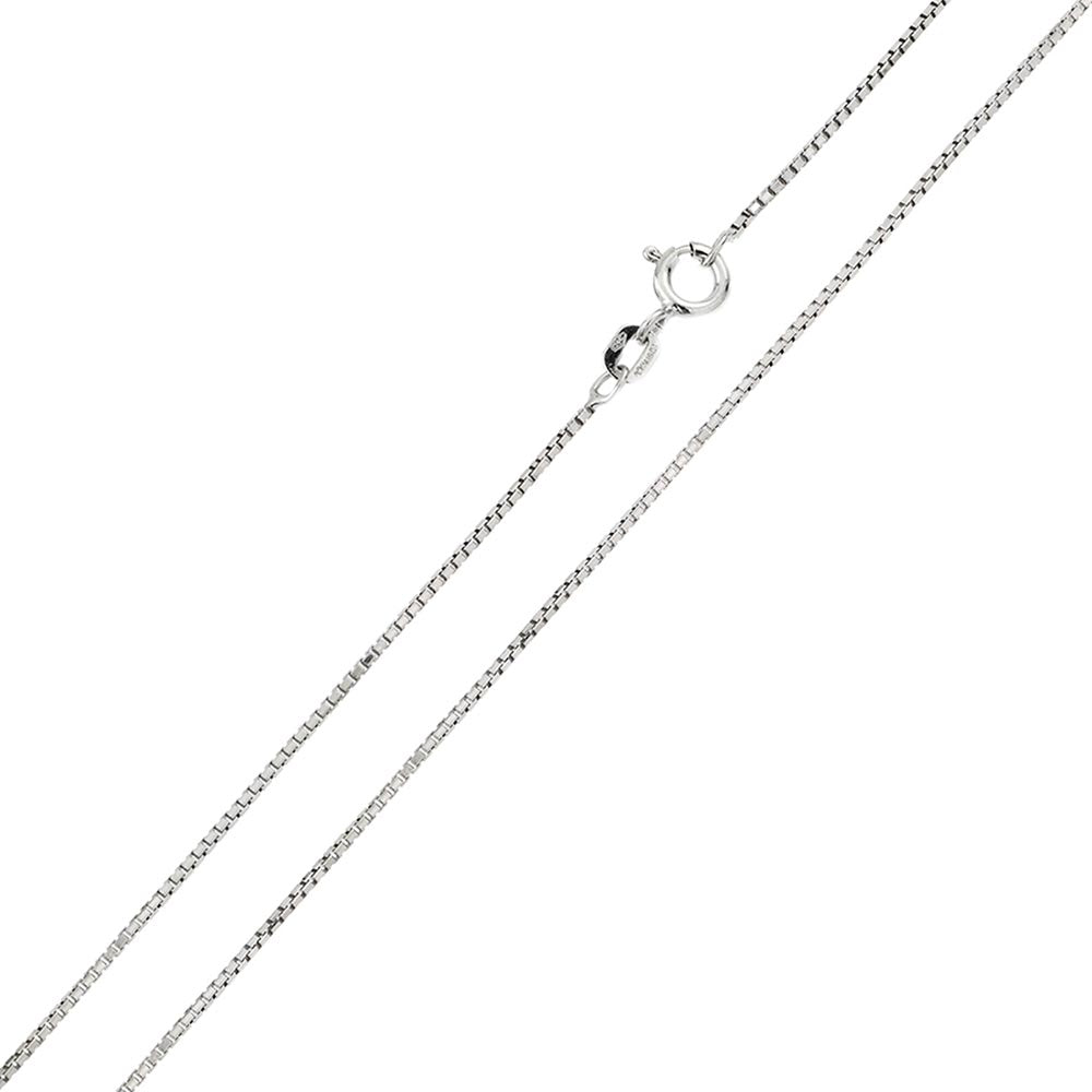 Sterling Silver Rhodium Plated Shinny Greek Link Box 0.9mm-019 Chain