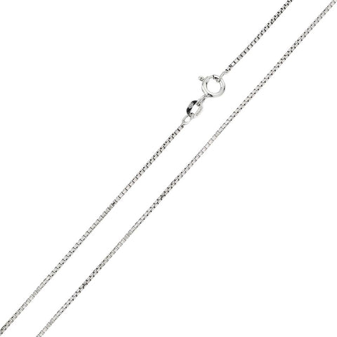 Sterling Silver Rhodium Plated Shinny Greek Link Box 0.9mm-019 Chain