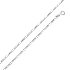 Sterling Silver Rhodium Plated Figaro 1.7mm-050 Chain