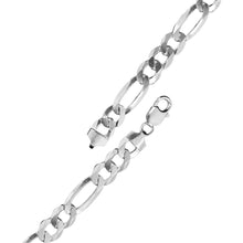 Load image into Gallery viewer, Sterling Silver Rhodium Plated Flat Light Figaro 5mm-150 Chain