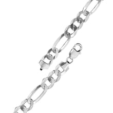 Load image into Gallery viewer, Sterling Silver Rhodium Plated Flat Light Figaro 6.8mm-180 Chain
