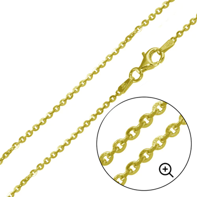Sterling Silver Gold Plated Brillantina Diamond Cut 050-2.1mm Chain Bracelet