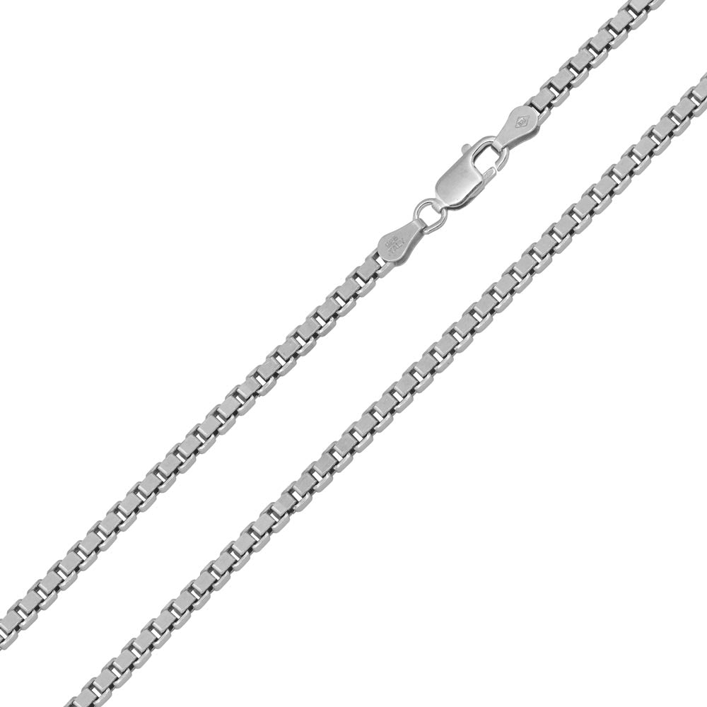 Sterling Silver Rhodium Plated Box 2.7mm-060 Chain