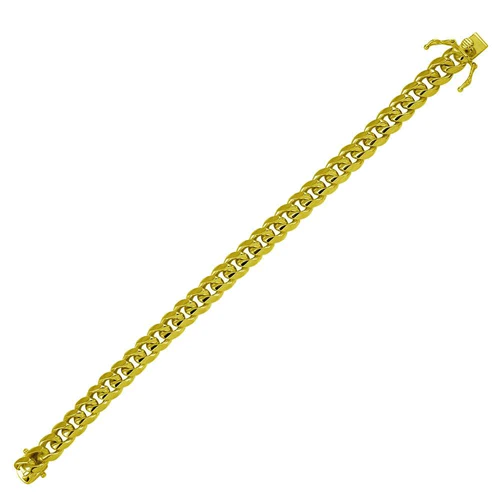 Sterling Silver Gold Plated Miami Cuban Hip Hop Chain Or Bracelet Width-9mm