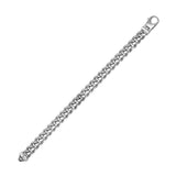 Sterling Silver Rhodium Plated Two Sided Miami Curb Bracelet