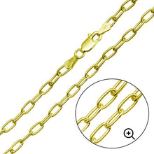 Load image into Gallery viewer, Sterling Silver Gold Plated Oval 4mm Paperclip Link Chain